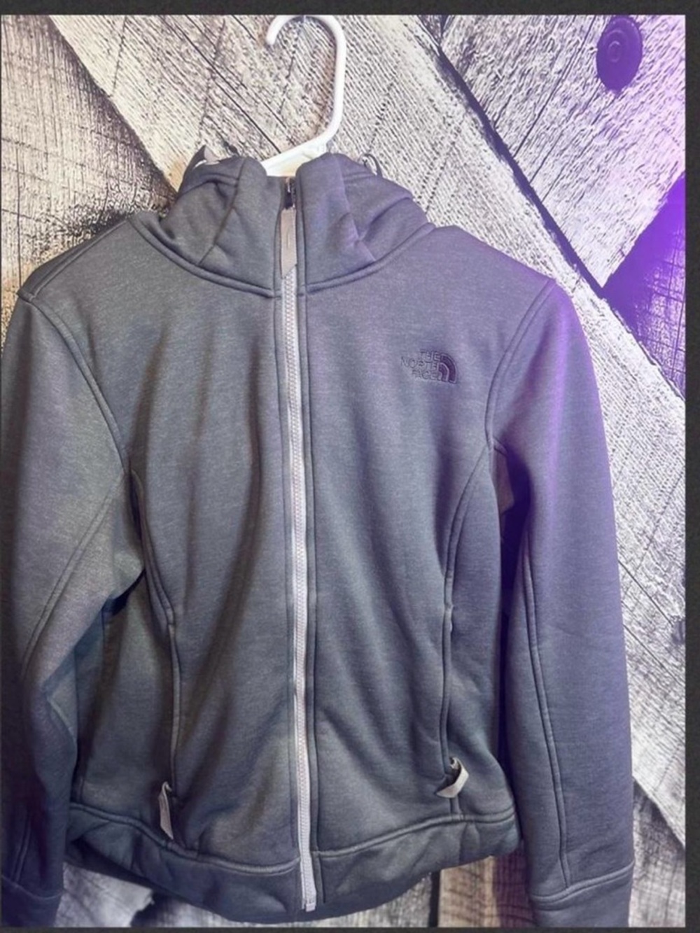 The North Face Light Gray Sherpa-Lined Zip Jacket